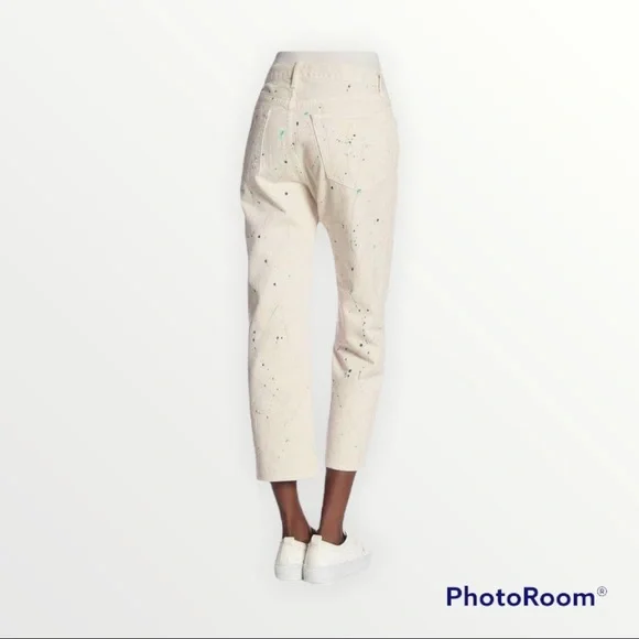 RAG AND BONE Paint Splatter High rise Boyfriend Jeans Womens Size 27